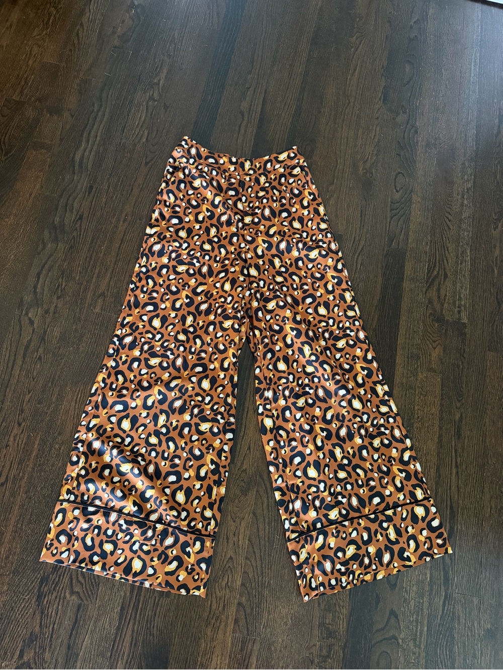Express Brown Leopard Print Wide-Leg Pants